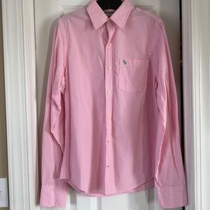 Men’s light pink/white pinstripe button down shirt
